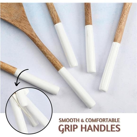 Wooden Spoons for Cooking Set for Kitchen, Non Stick Cookware Tools or Utensils - Picture 2 of 6